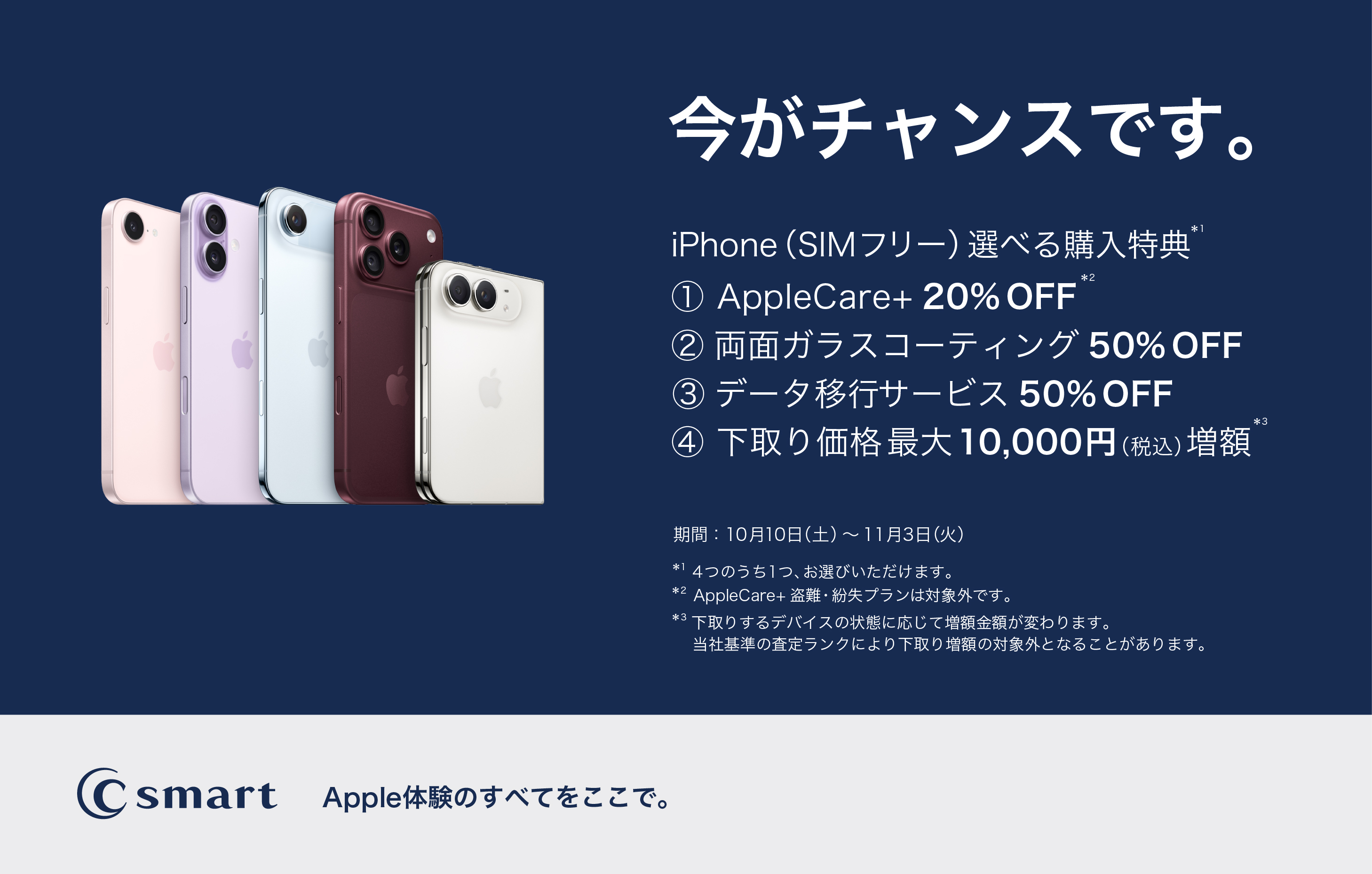 【C smart】選べるiPhoneのお得なキャンペーン実施中!